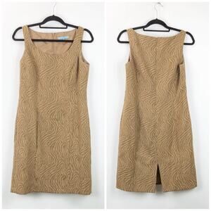 Antonio Melani 8 Womens Tan Safari Print Sleeveless Shift Midi